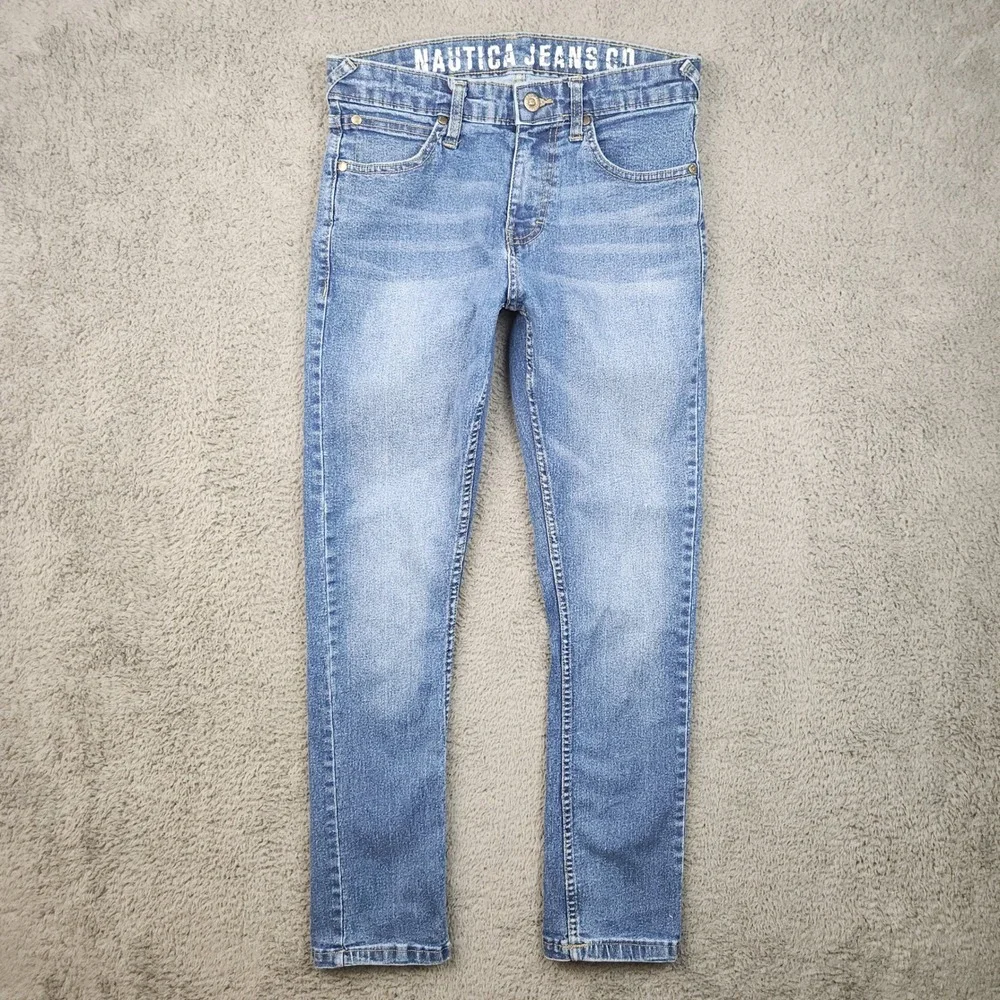 Nautica Jeans Co Boys Size 14 Blue Slim Fit Stretch Denim Jeans Mid Rise Pants